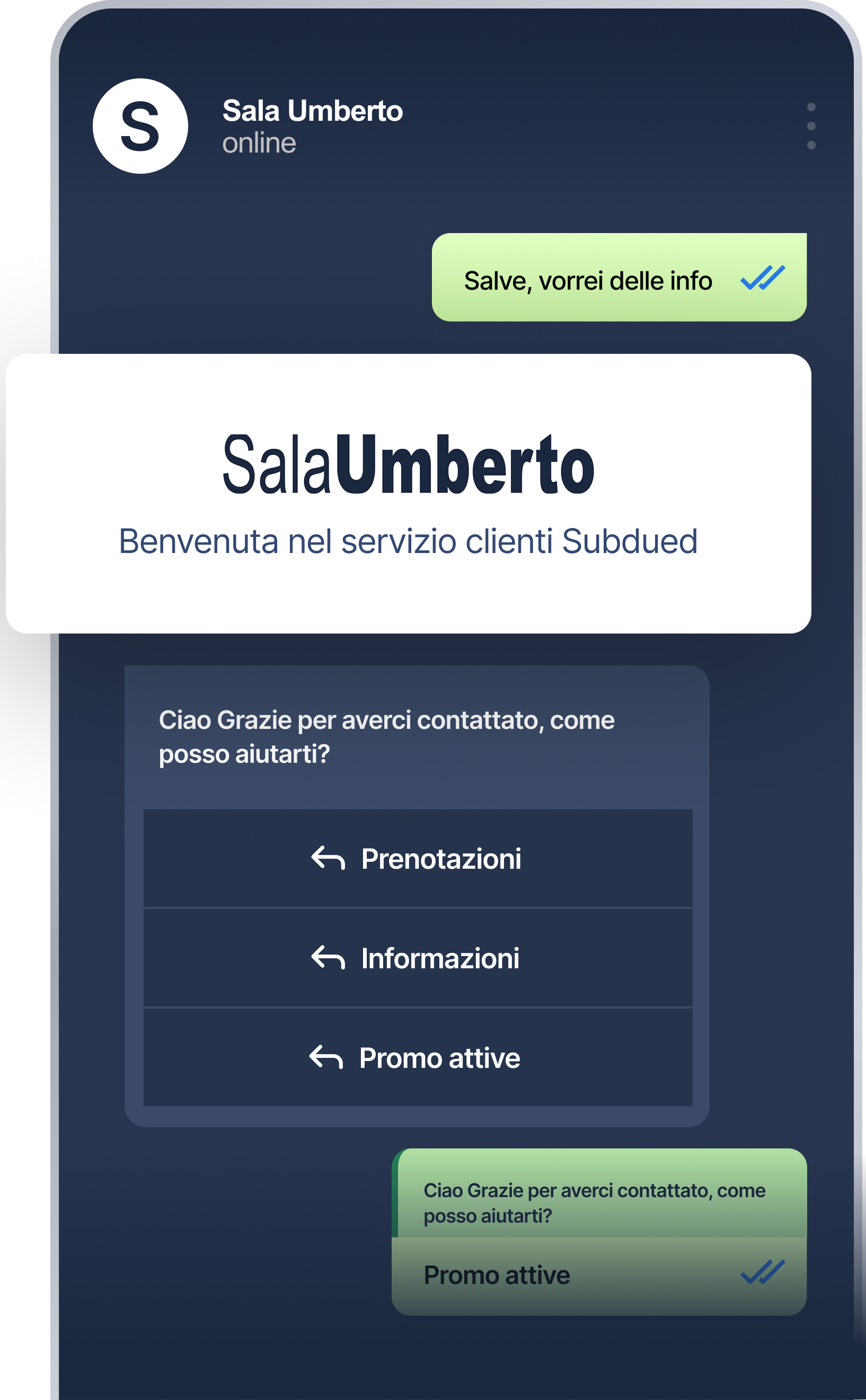 CRM dedicato per la gestione di ordini e clienti in una suite unica, con chatbot WhatsApp attivo 24/7.